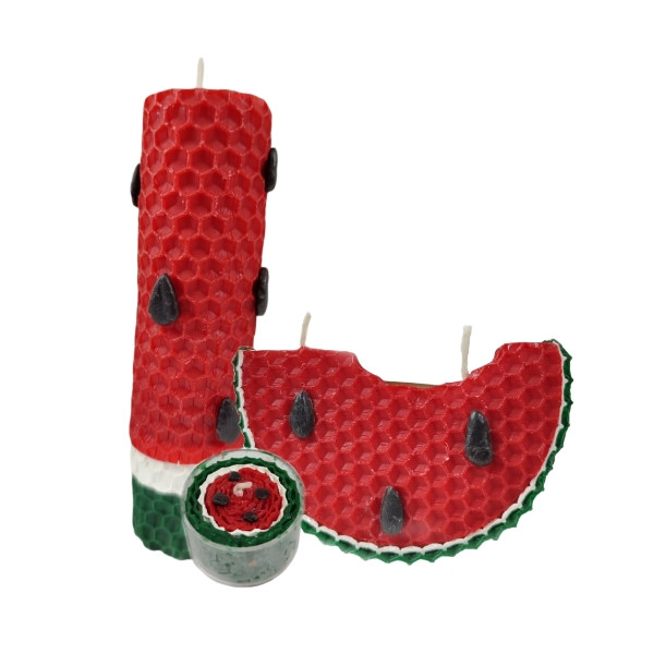 شمع دست ساز مدل هندوانه شب یلدا کد CA28 بسته 3 عددی