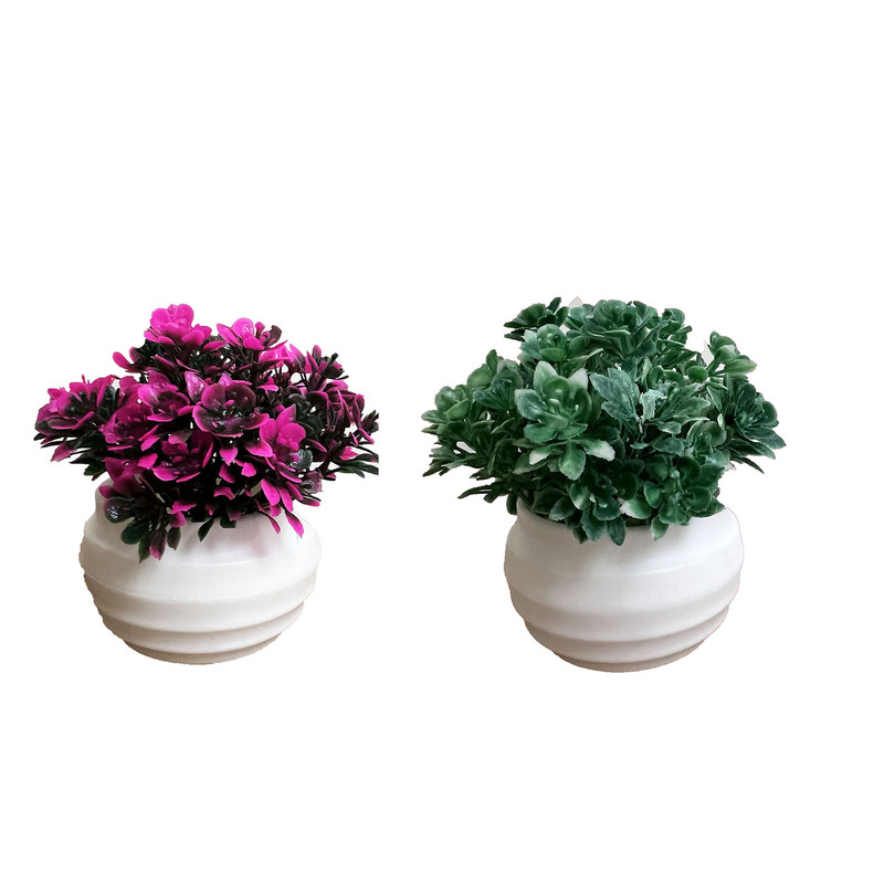 گلدان به همراه گل مصنوعی مدل p16 مجموعه 2 عددی