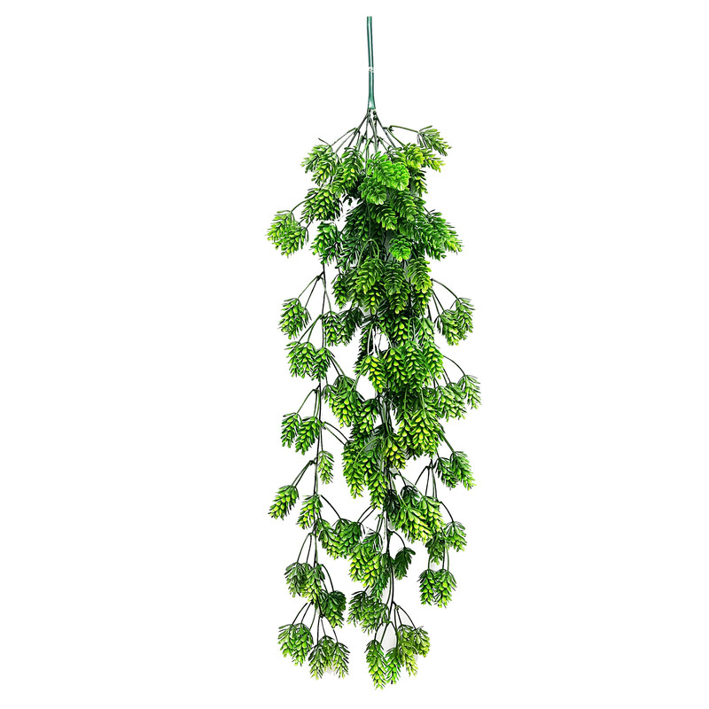 گلدان به همراه گل مصنوعی مدل آویز کاجی پنج بازو