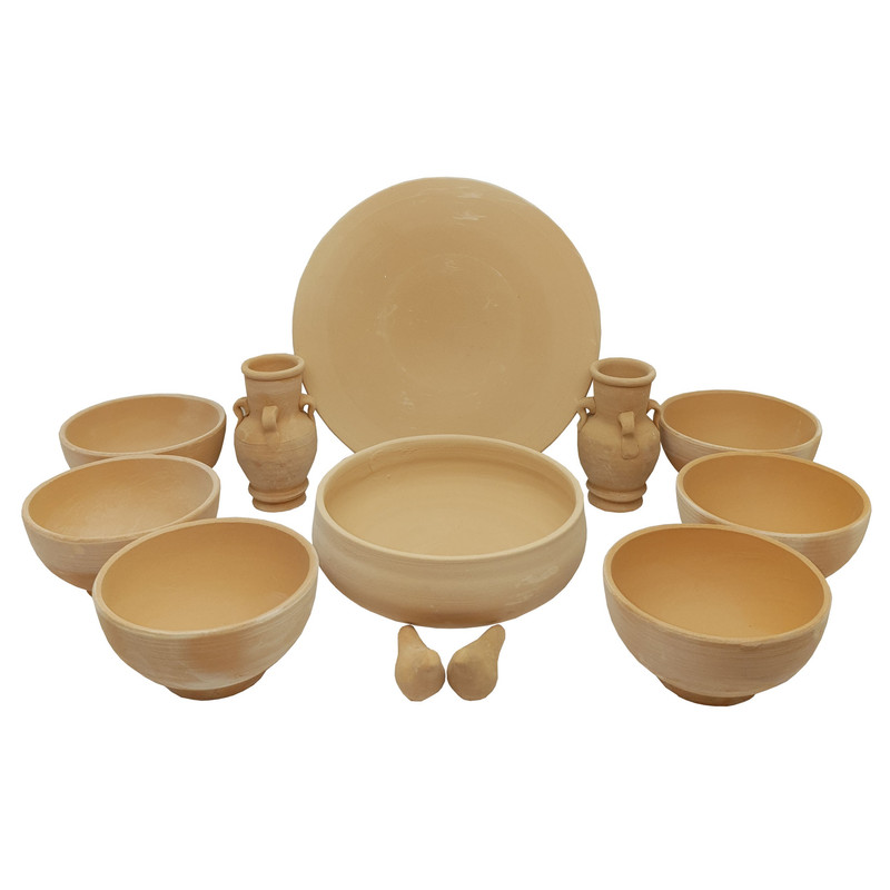 ست 12 تکه هفت سین سفالی خام مدل گرد کد H1003