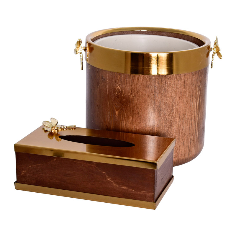 ست سطل و جای دستمال کاغذی مدل سنجاقک