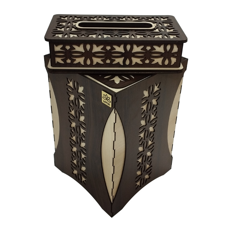 ست سطل و جای دستمال کاغذی لوتوس مدل شکوفه