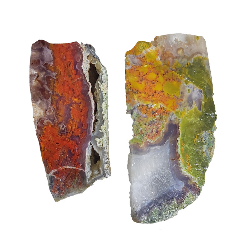 سنگ راف عقیق مدل خزه و شجر کد p99 مجموعه 2 عددی