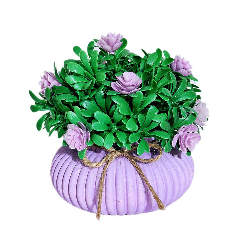 گلدان به همراه گل مصنوعی مدل مراکشی با میخک هندی شکوفه دار کد S41