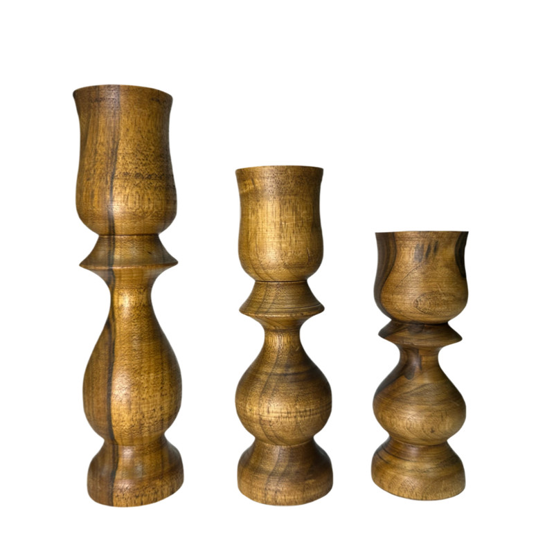 شمعدان چوبی کد 105 مجموعه 3 عددی