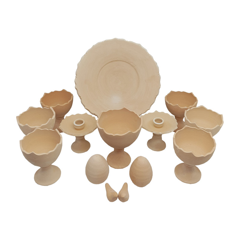 ست 14 تکه هفت سین سفالی خام مدل کمانی کد H1020