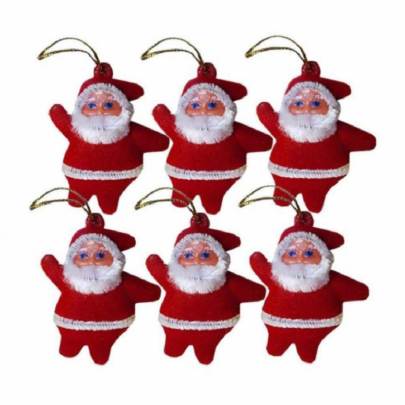 آویز تزیینی مدل کریسمس طرح بابانوئل مجموعه 6 عددی