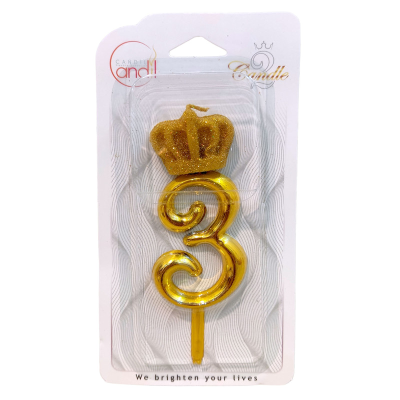 شمع تولد مدل تاج کینگ اکلیلی عدد 3