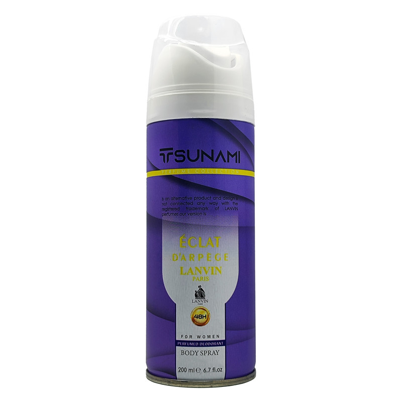 اسپری خوشبو کننده بدن زنانه تسونامی مدل اکلت  حجم 200 میلی لیتر