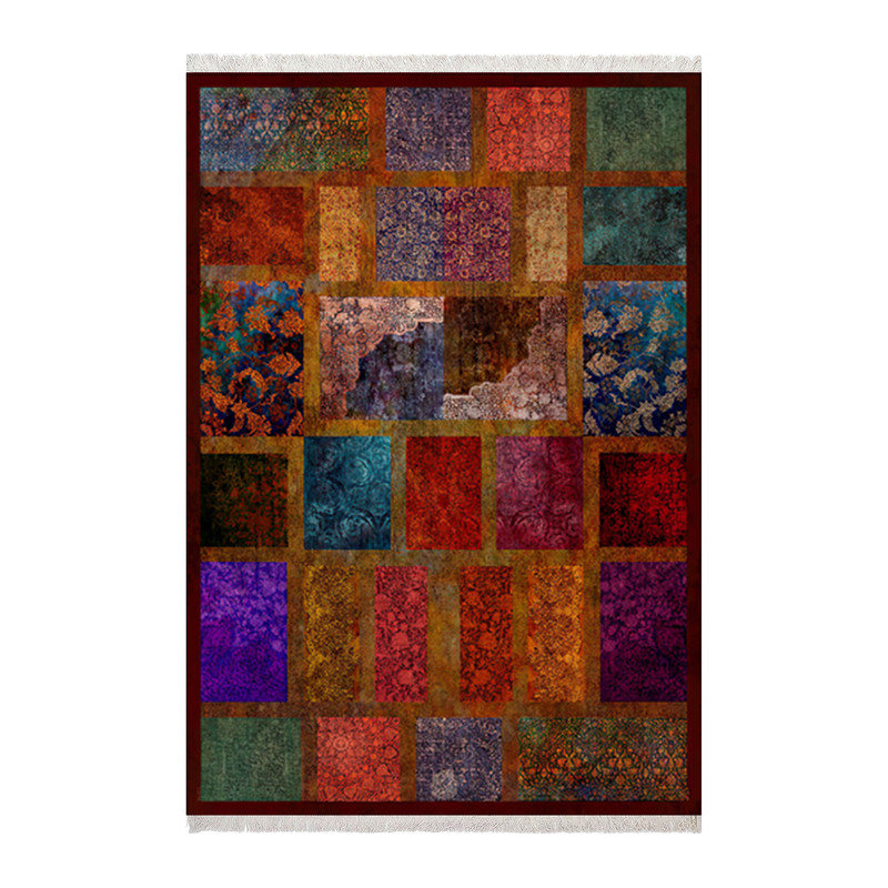 فرش ماشینی زانیس مدل فانتزی طرح نئو کلاسیک زمینه قهوه ای