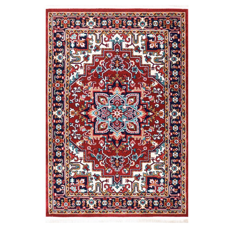 فرش ماشینی 320 شانه فرش سهند زمینه و حاشیه لاکی طرح هریس کد S65.BJ