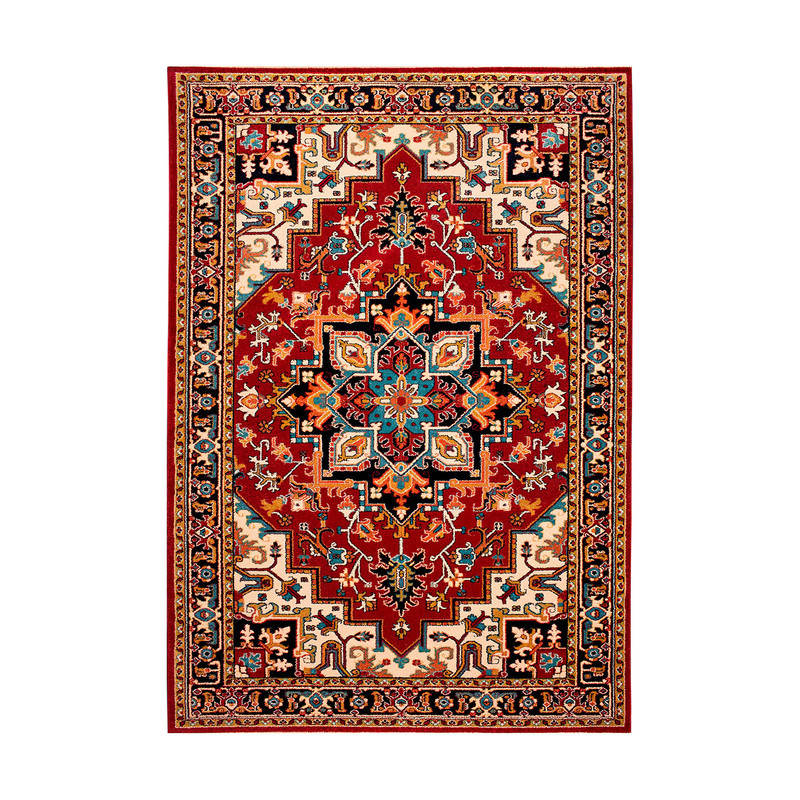 فرش ماشینی زانیس مدل فانتزی طرح سنتی هریس زمینه قرمز