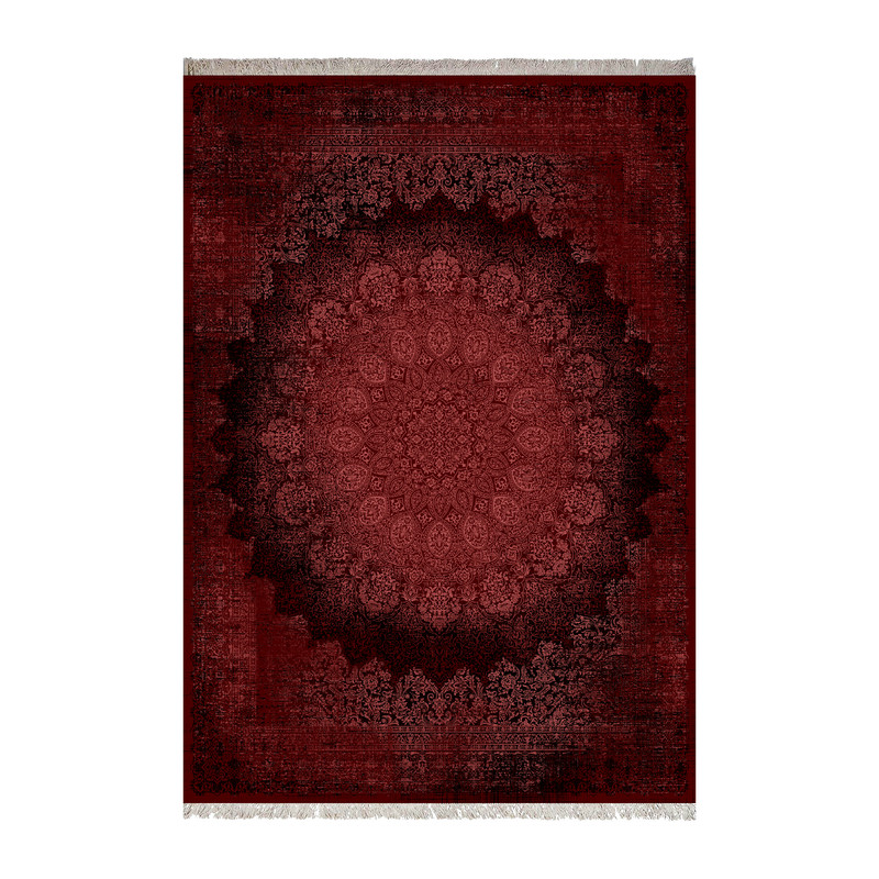 فرش ماشینی 1000 شانه زانیس زمینه عنابی حاشیه عنابی مدل چاپی