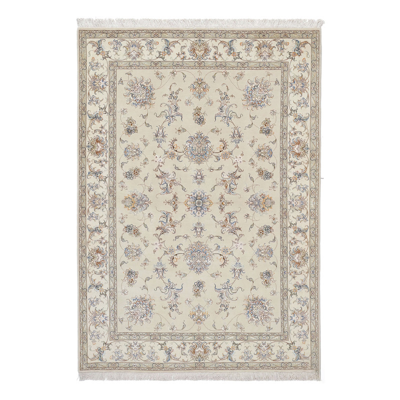 فرش ماشینی زانیس مدل سنتی طرح اصفهان زمینه کرم