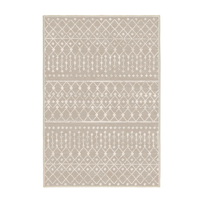 فرش ماشینی 1000 شانه زمینه کرم حاشیه کرم صورتی مدل اورکوم کد OR.1126.3