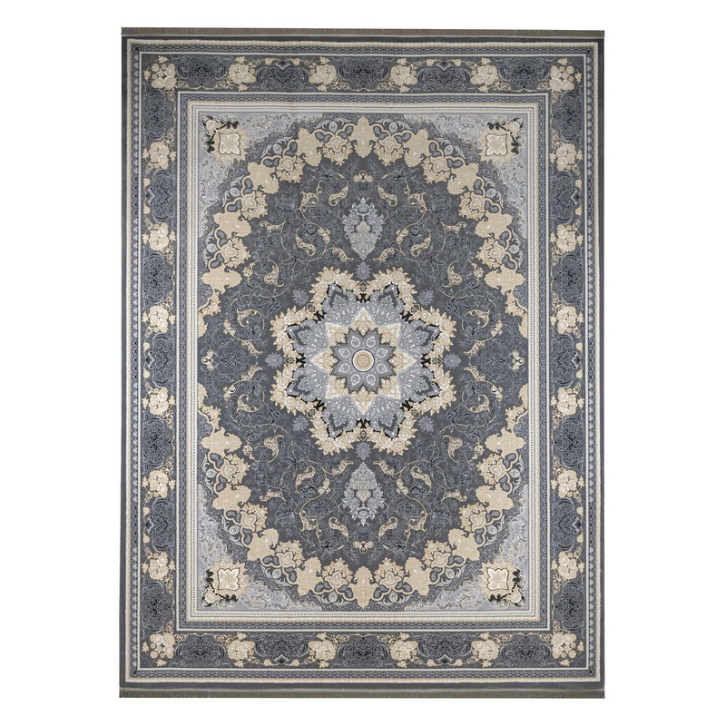 فرش ماشینی لوزان مدل میخک کد 14021101 زمینه طوسی