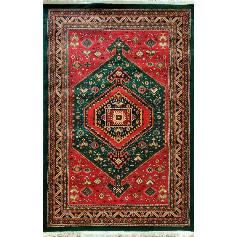 فرش ماشینی هیوا طرح بوستان کد 524 زمینه سبز