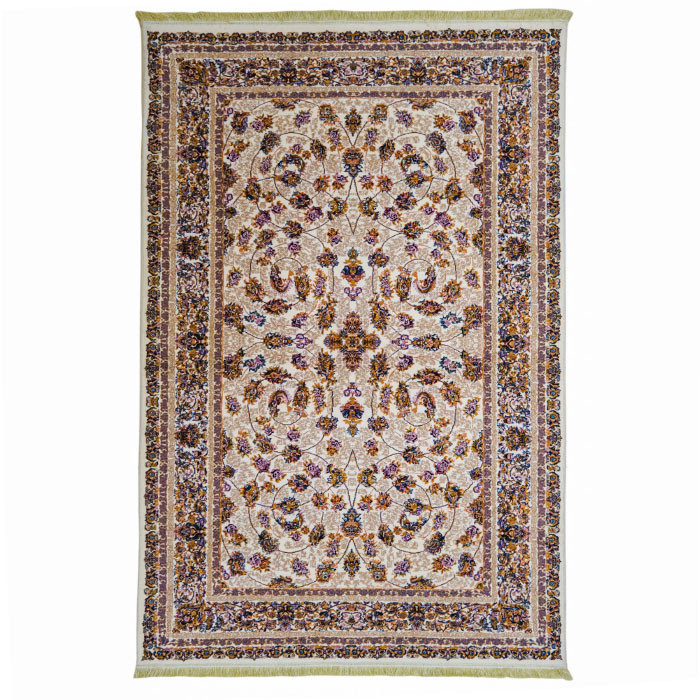 فرش ماشینی ستاره طلایی ملت طرح افشان رزا زمینه کرم