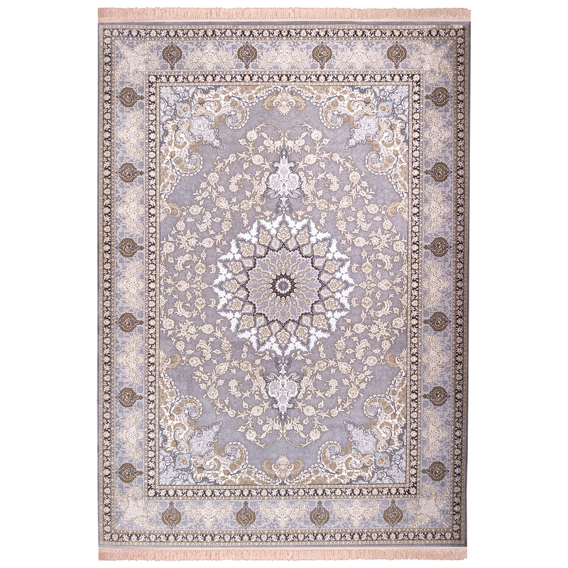 فرش ماشینی زمرد مشهد مدل پرهام زمینه دودی