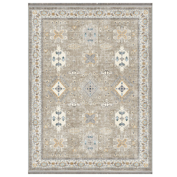 فرش ماشینی 200 شانه مدما زمینه قهوه‌ای حاشیه نقره ای  مدل البرز