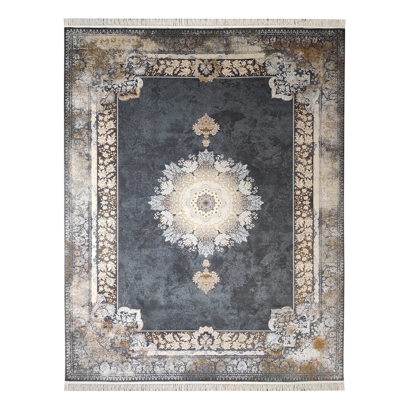 فرش ماشینی 700 شانه فرش مشهد زمینه و حاشیه طوسی کد 723512