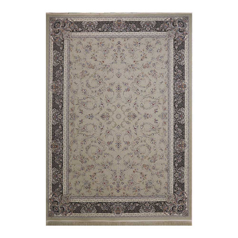 فرش ماشینی 1200 شانه فرش ساوین زمینه بژ حاشیه بژ مدل درین 7612