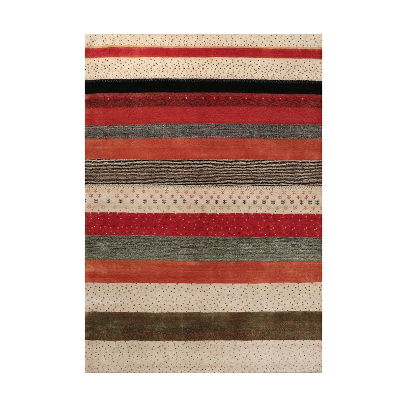 فرش ماشینی زانیس مدل مدرن طرح لری باف زمینه کرم