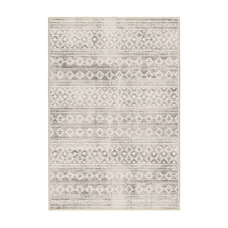 فرش ماشینی 1000 شانه اورکوم زمینه کرم حاشیه قهوه ای طرح مینیمال سودا کد OR.1119.03