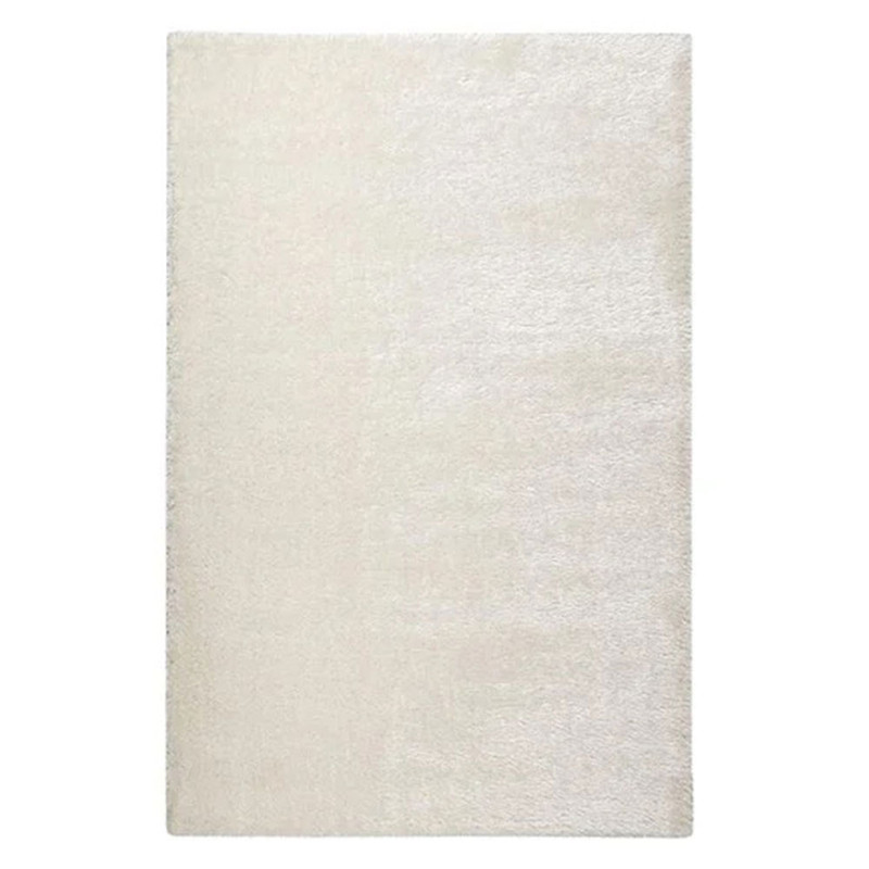 فرش ماشینی مدل  شگی فلوکاتی زمینه سفید