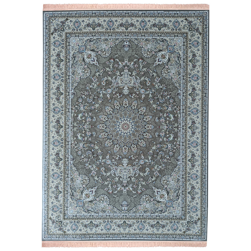 فرش ماشینی زمرد مشهد مدل رخشان زمینه دودی