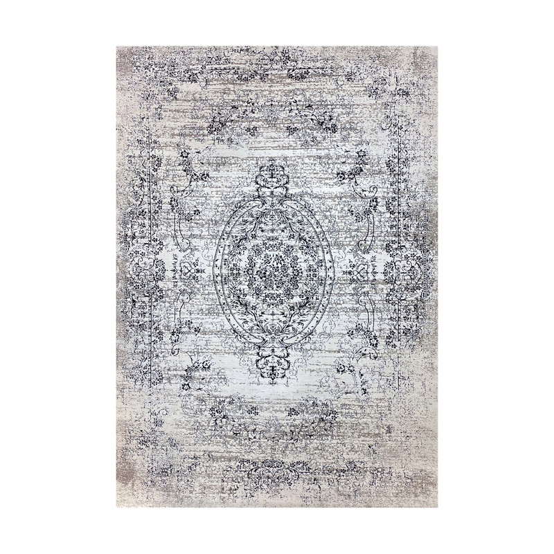 فرش ماشینی زانیس مدل فانتزی طرح وینتیج زمینه طوسی