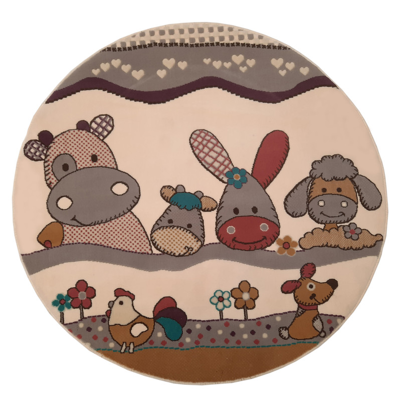 فرش ماشینی فرش مارکت تریتا مدل گرد عروسکی کد fm500 21 زمینه کرم