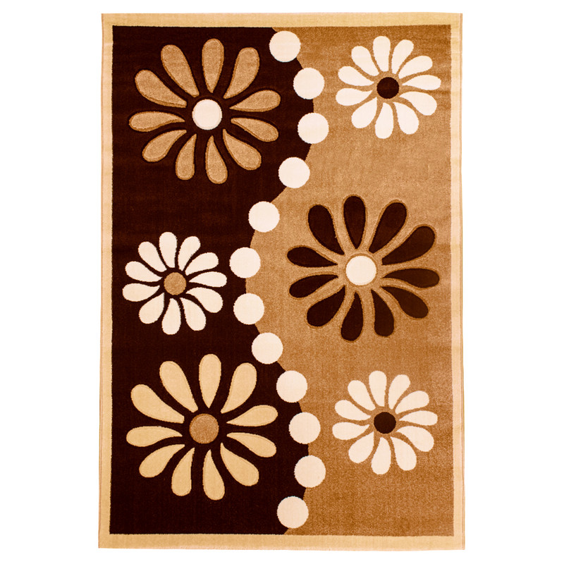 فرش ماشینی سهند کد FE09.KB طرح فانتزی زمینه گردویی