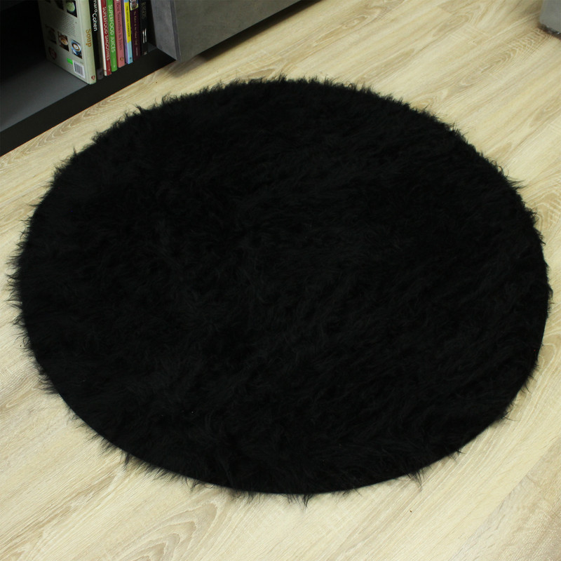 فرش ماشینی شاران هوم طرح خز پرزبلند فانتزی زمینه مشکی