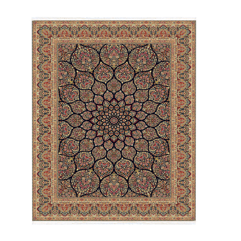 فرش ماشینی ستاره کویر یزد مدل ایساتیس کد AI-035 زمینه سورمه ای