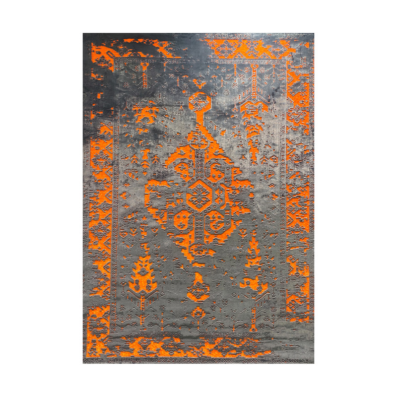 فرش ماشینی زانیس مدل فانتزی طرح عشایر زمینه نوک مدادی