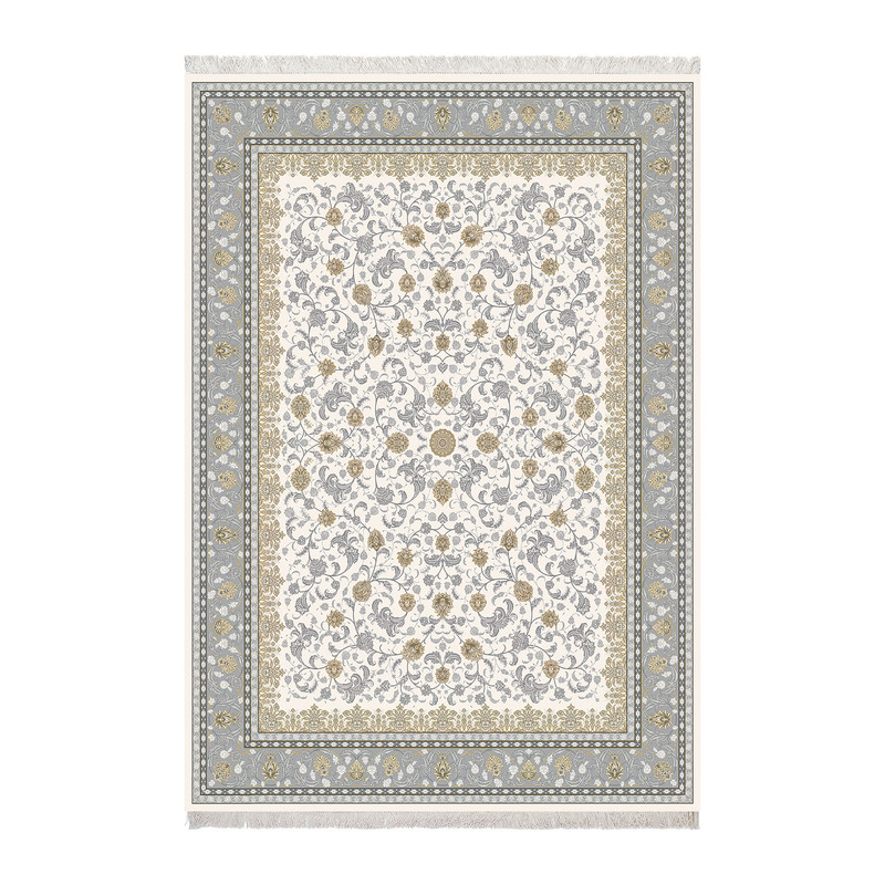 فرش ماشینی زانیس مدل سنتی طرح فانتزی زمینه کرم