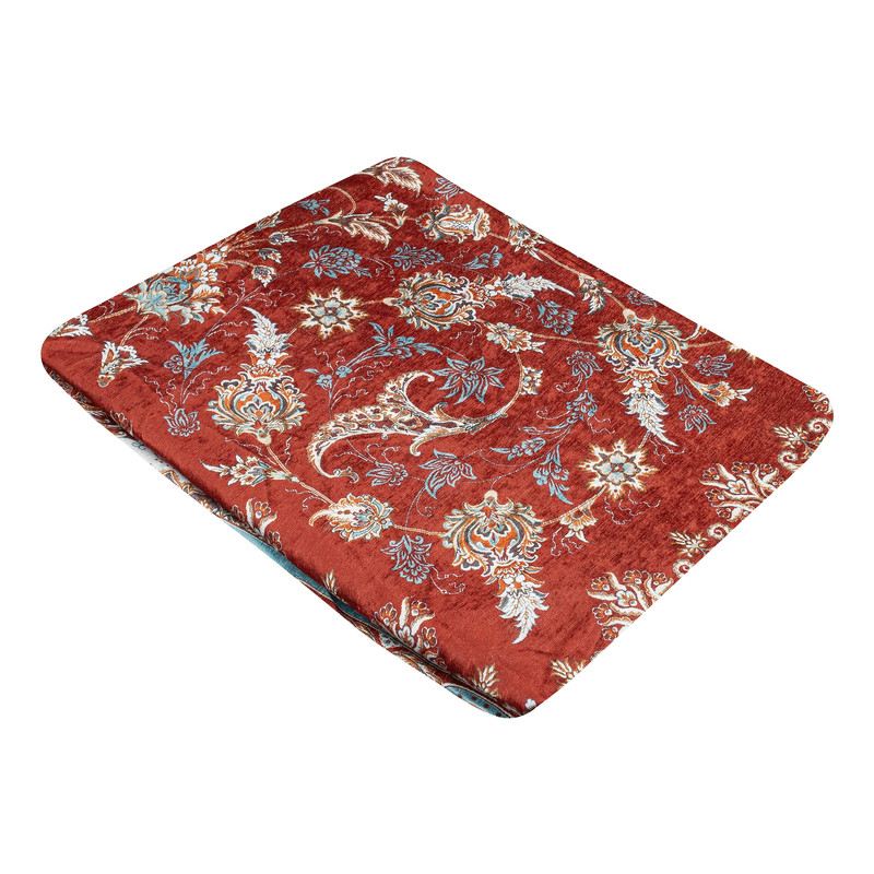 روفرشی مدل مخمل شانل کشدار کد R-1038 زمینه قرمز تیره