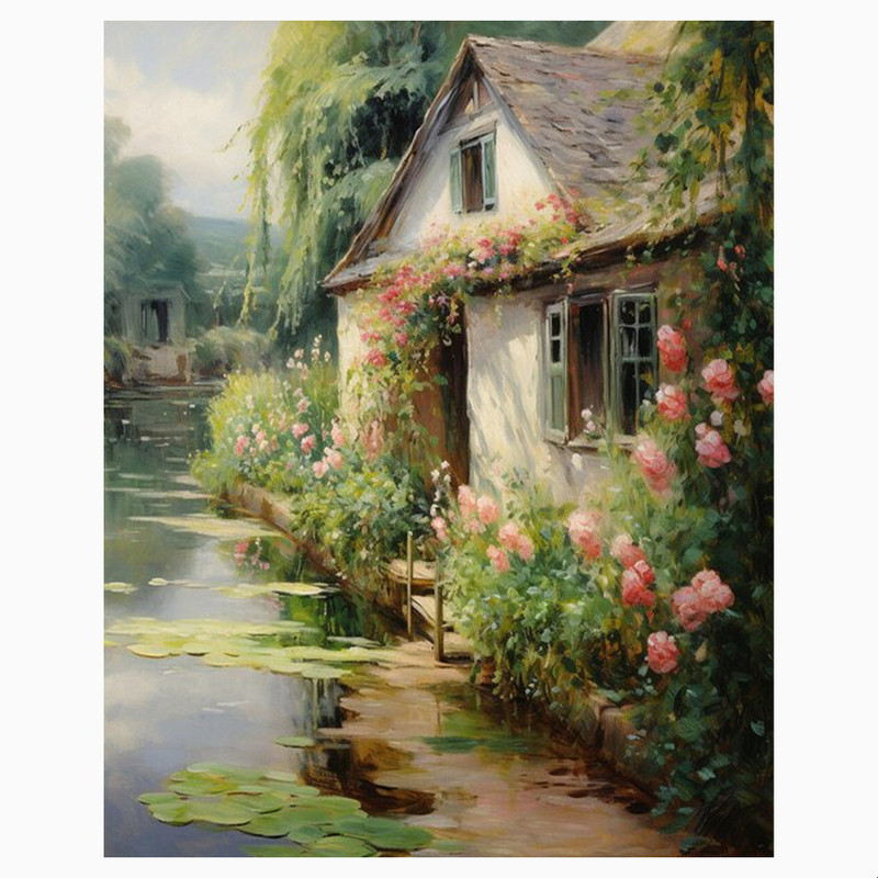 فرش پارچه‌ای مدل فرشینه طرح روستای سرسبز کد AR3058810