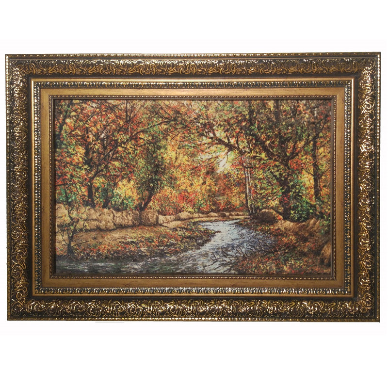 تابلو فرش ماشینی نرمین کسا طرح رود و جنگل کد NKP.M 110