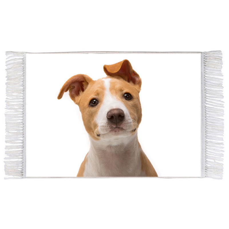 فرش ماشینی دیوارکوب اطلس آبی طرح سگ مدل T1603