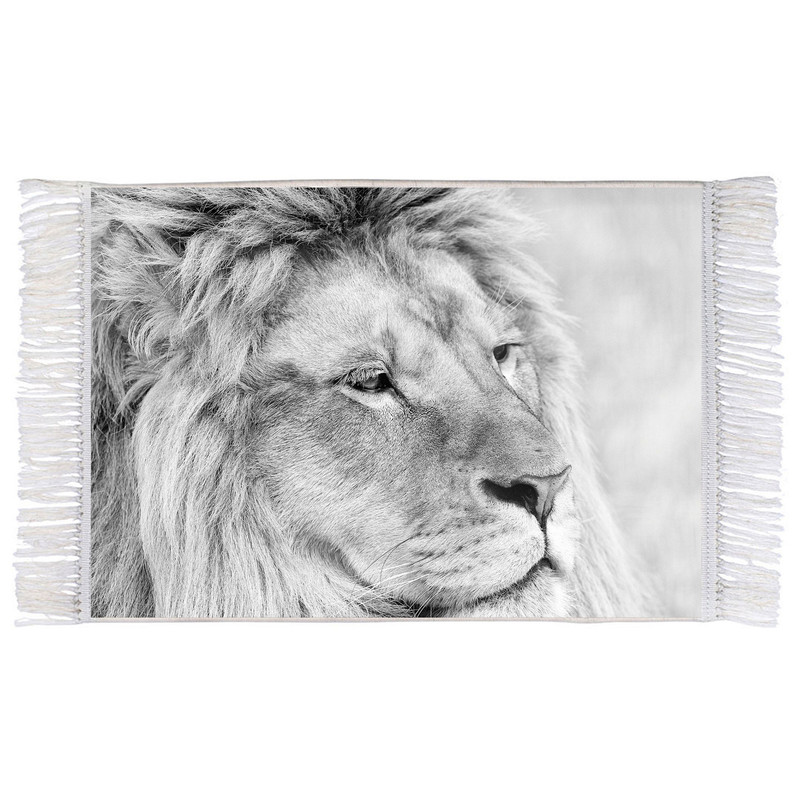 فرش ماشینی دیوارکوب اطلس آبی طرح شیر مدل T1630