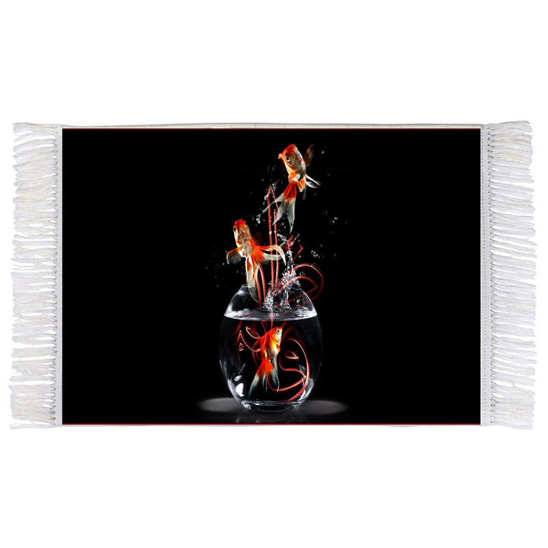 فرش ماشینی دیوارکوب اطلس آبی مدل تنگ ماهی T4194