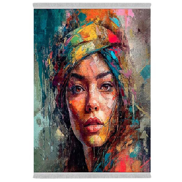 فرش پارچه‌ای دفه مدل فرشینه شانل مخمل طرح فانتزی کد 7163