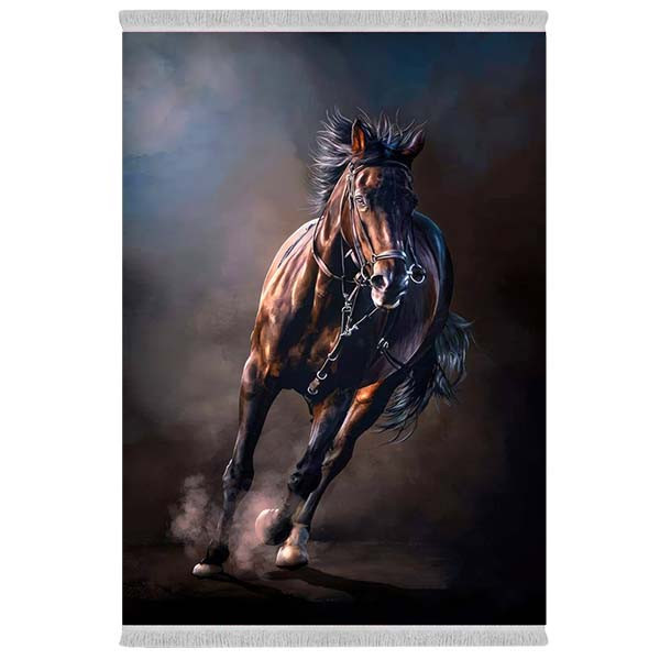 فرش پارچه‌ای دفه مدل فرشینه شانل مخمل طرح فانتزی کد 7153