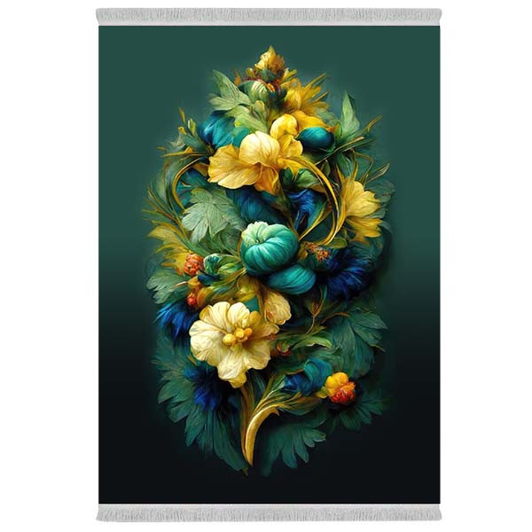 فرش پارچه‌ای دفه مدل فرشینه شانل مخمل طرح فانتزی کد 7109