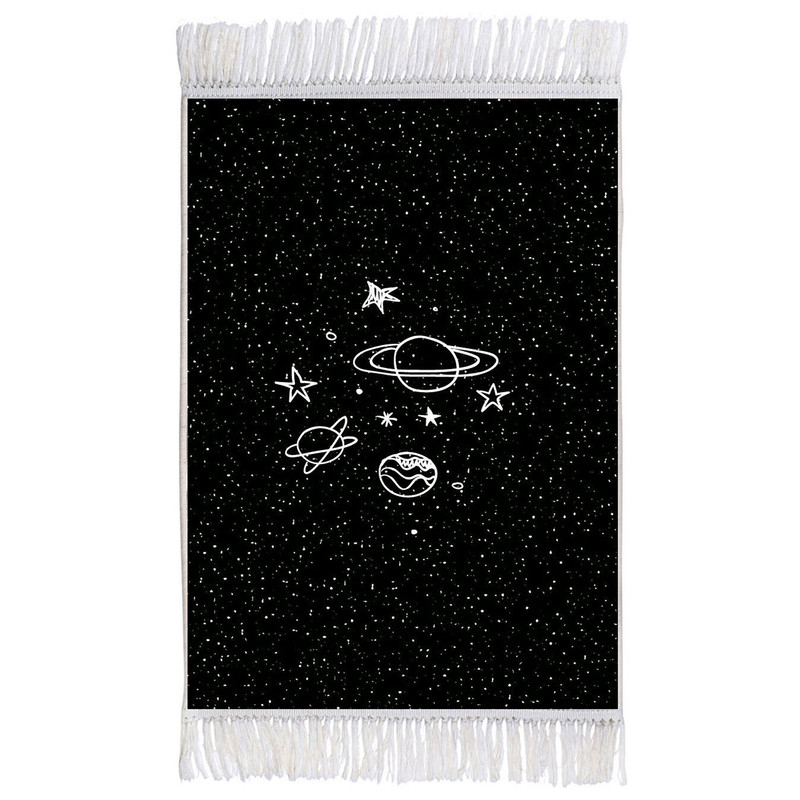 فرش ماشینی دیوارکوب اطلس آبی طرح منظومه شمسی مدل T1292