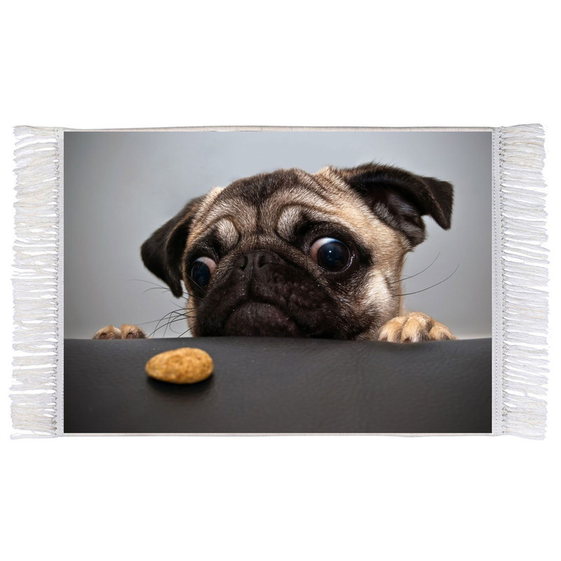 فرش ماشینی دیوارکوب اطلس آبی طرح فانتزی سگ مدل T1249