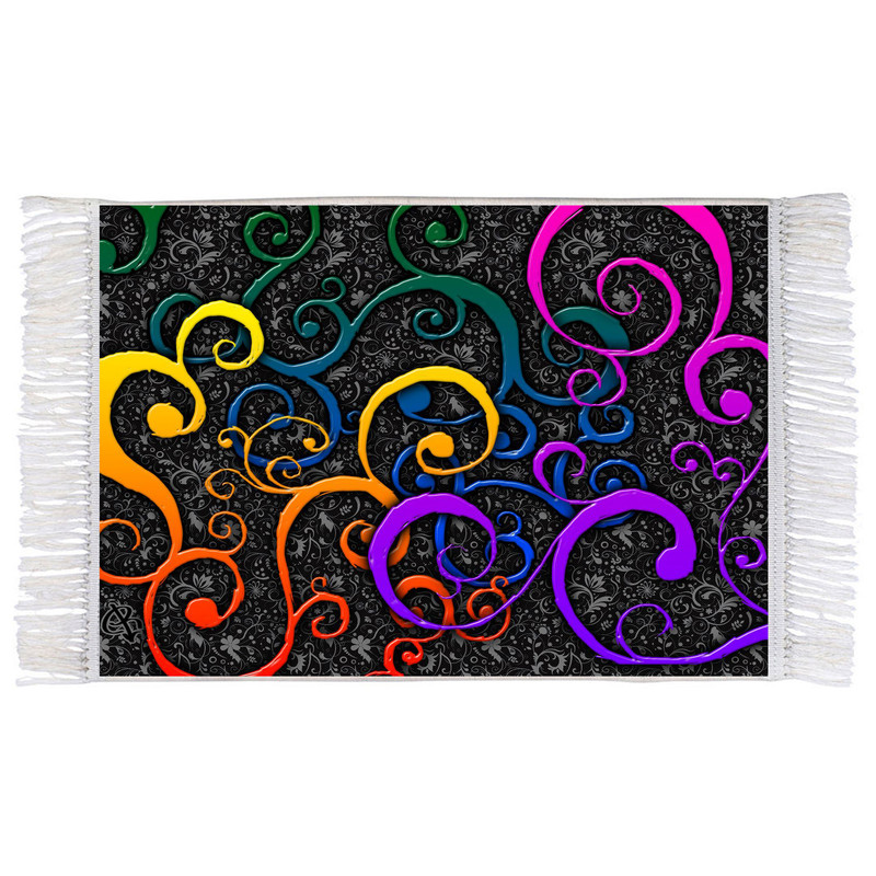 فرش ماشینی دیوارکوب اطلس آبی مدل طرح وکتور انتزاعی مدل T1254