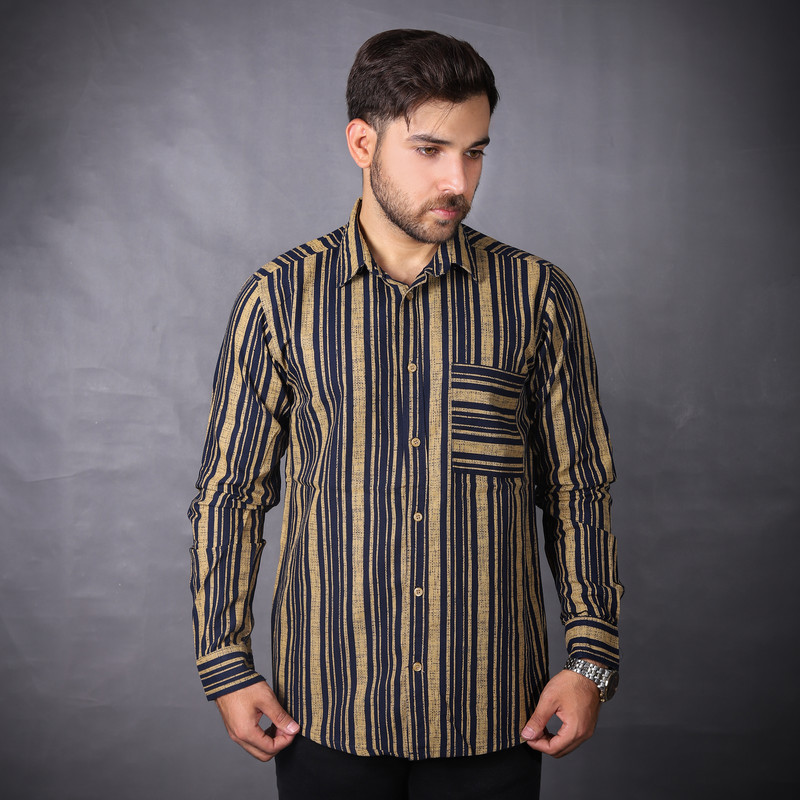 پیراهن آستین بلند مردانه مدل راه راه 3-3